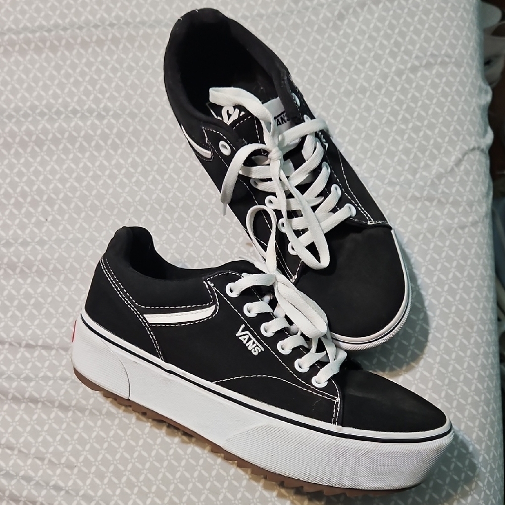 Vans Black and White Platform Sneakers
